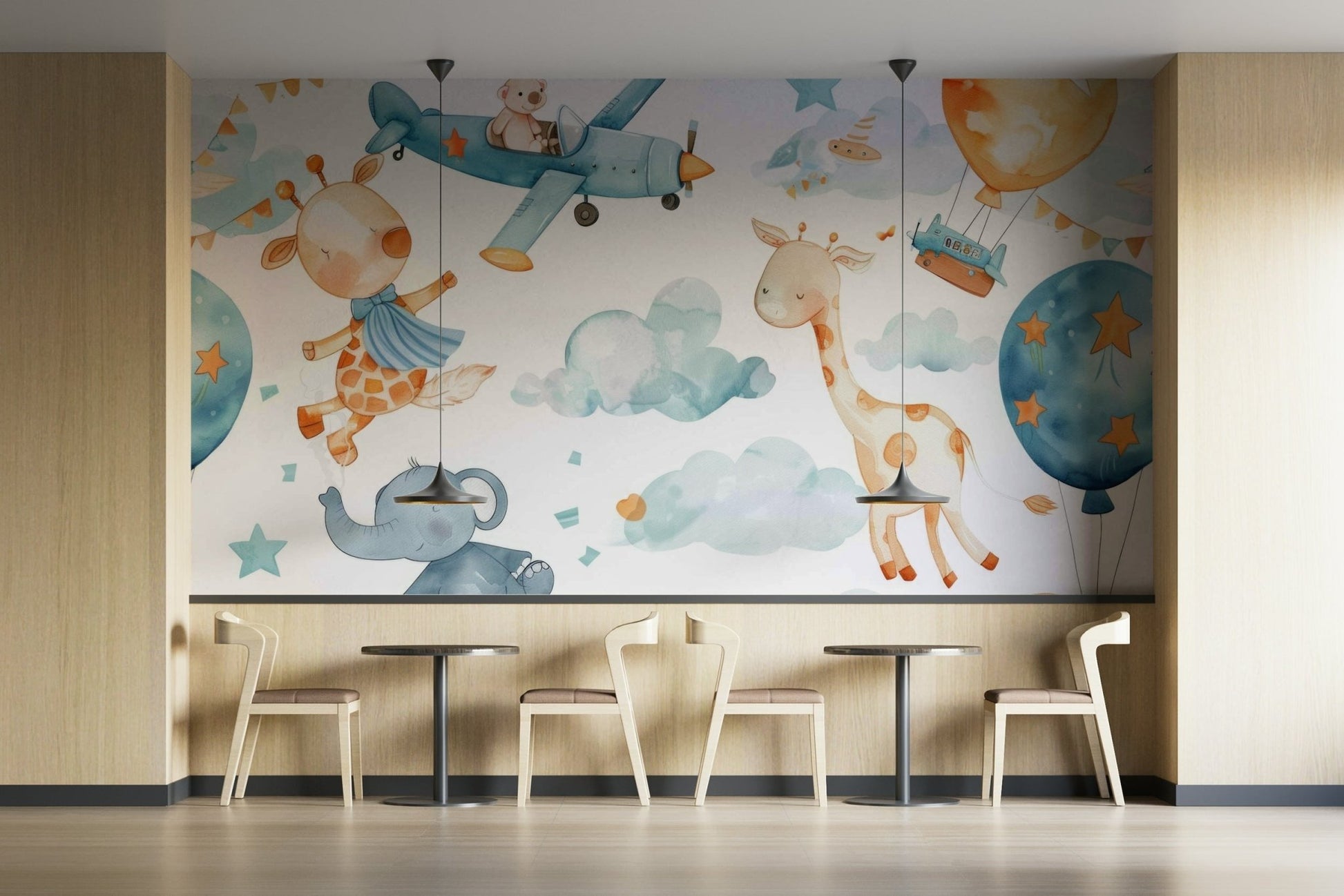 Muted and soft hues.