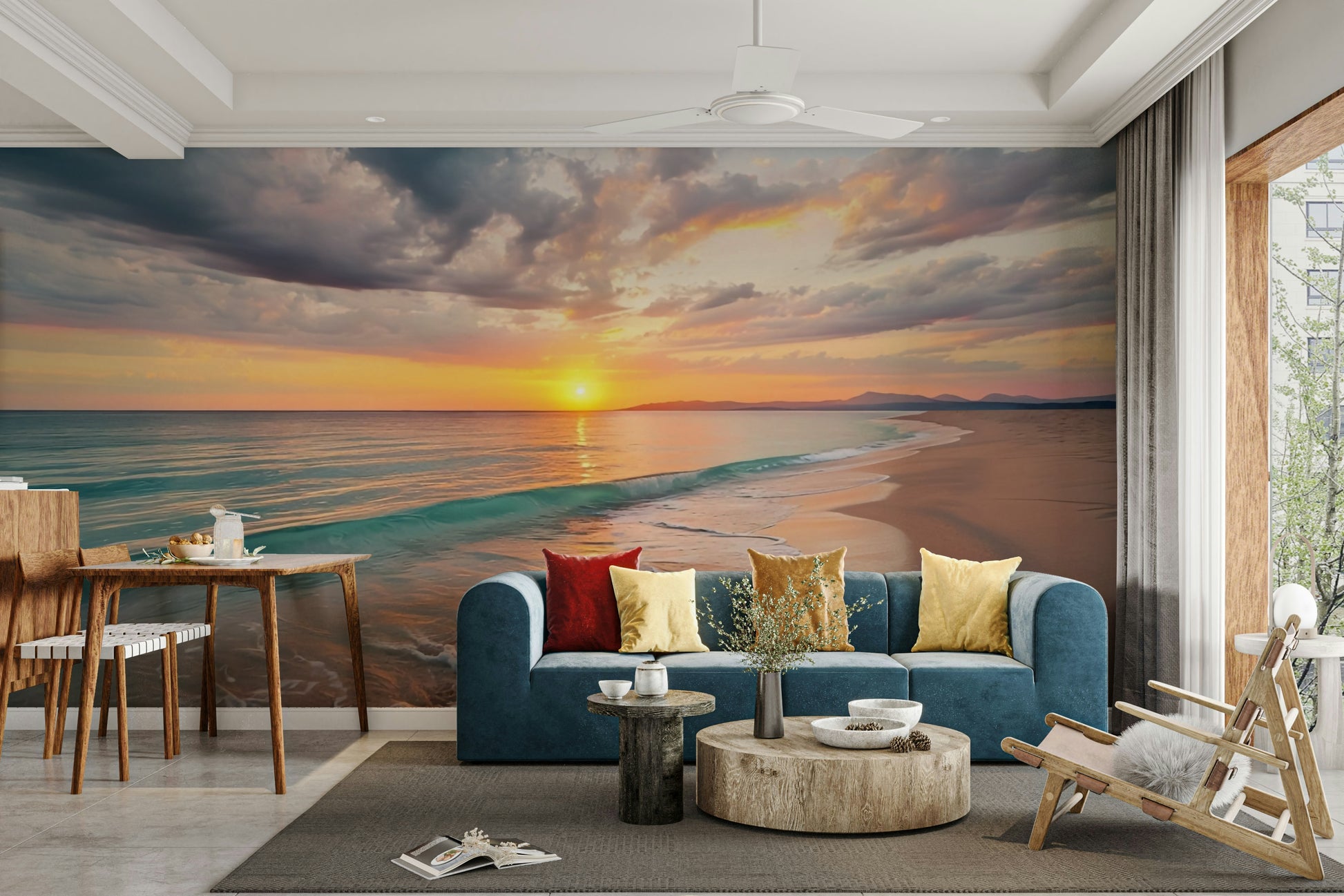 Serene coastal wallpaper for walls with beachy atmosphere


