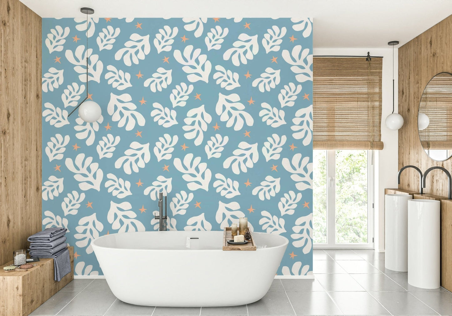 The mural gives a feeling of quiet, natural beauty.

