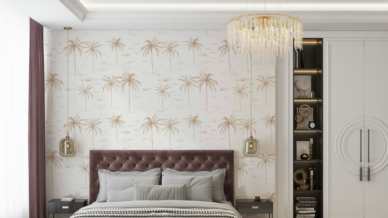 The mural is created for an entire wall, providing a unique backdrop.
