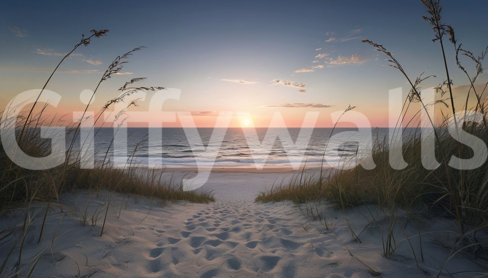 Coastal walkway mural for bedroom

