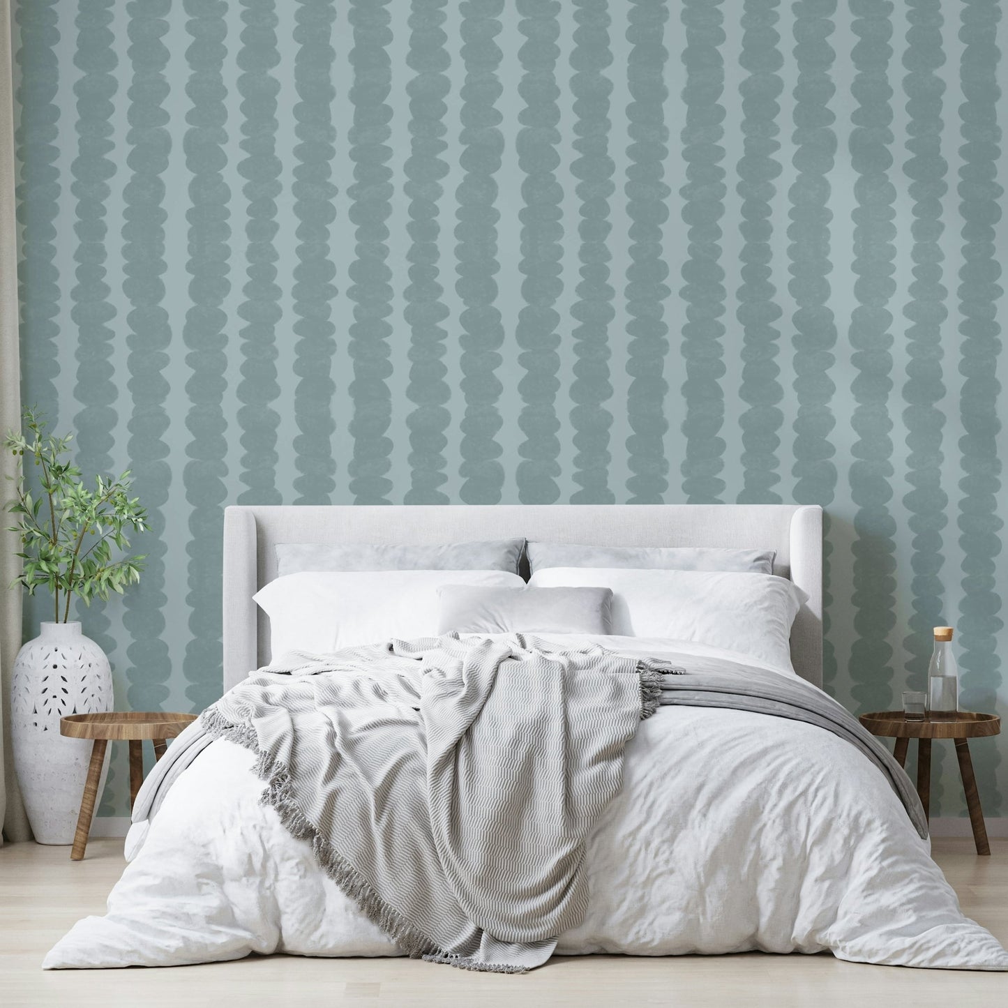 Serene Coastal Pebble Rows wallpaper in calming tones

