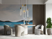 Ocean-themed wall mural with gentle waves and horizon for relaxed living space