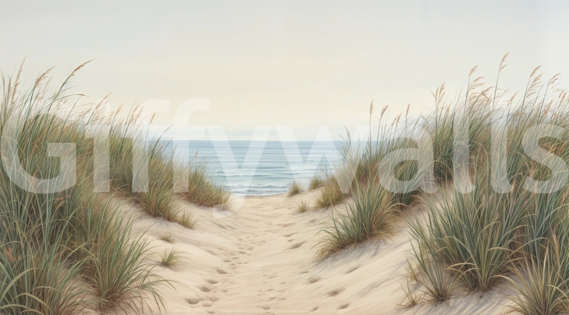 Sand dunes seaside wall wallpaper

