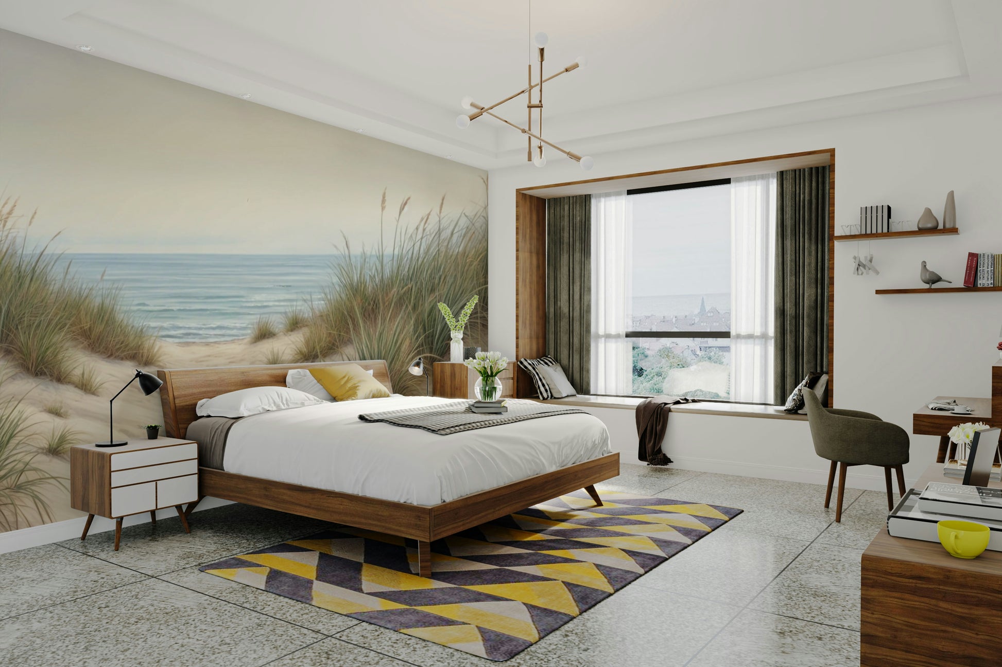 Ocean view with dune grass wallpaper

