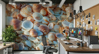 Authentic Coastal collection shells bright wallpaper sunlight.