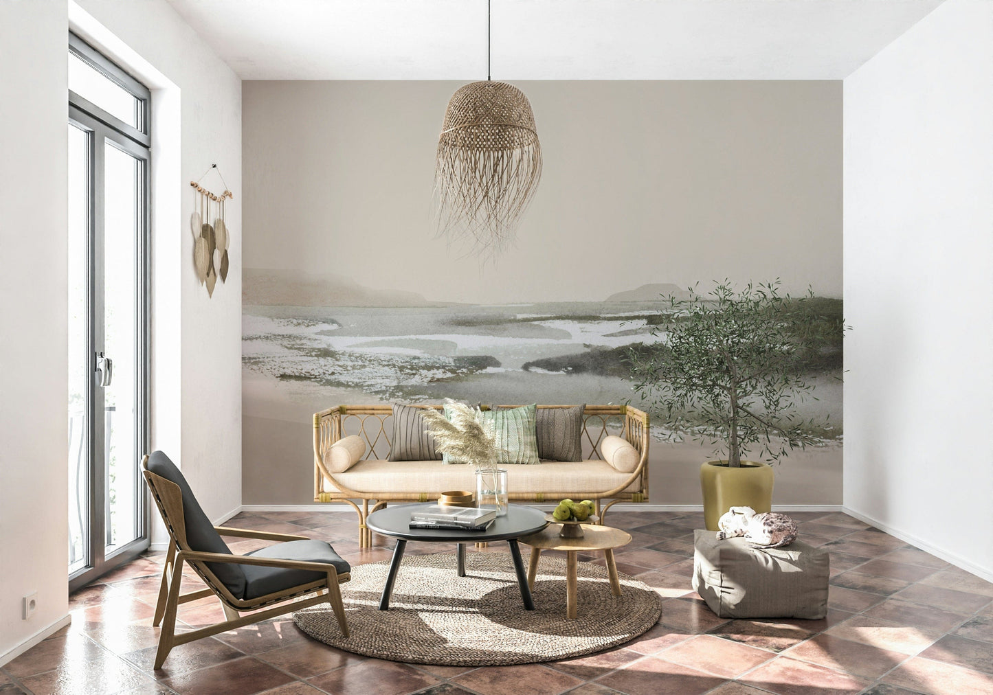 A serene abstract seascape wall mural for tranquil decor.