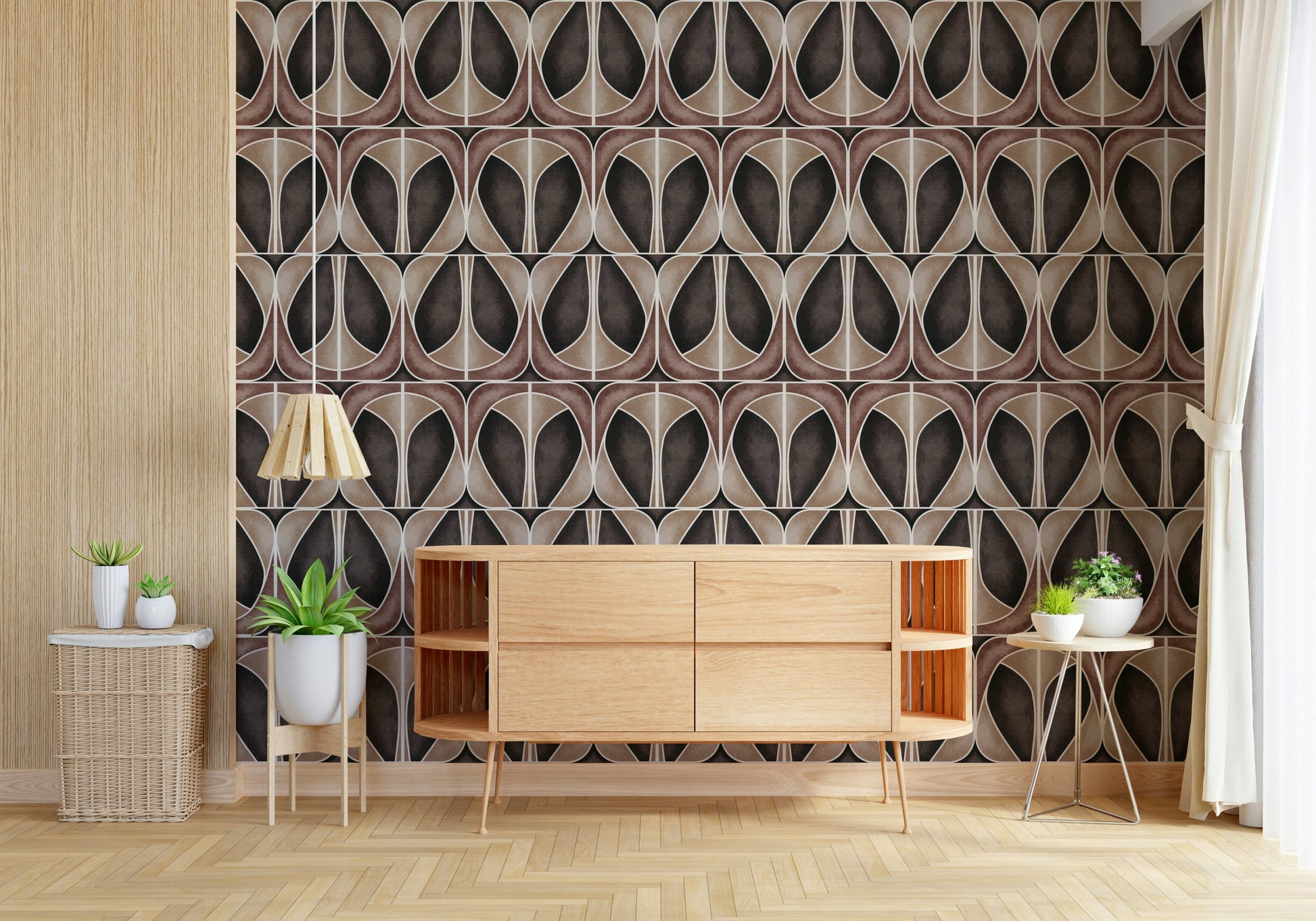 Softy Dèco Geometries wall mural with mocha velvet textures.