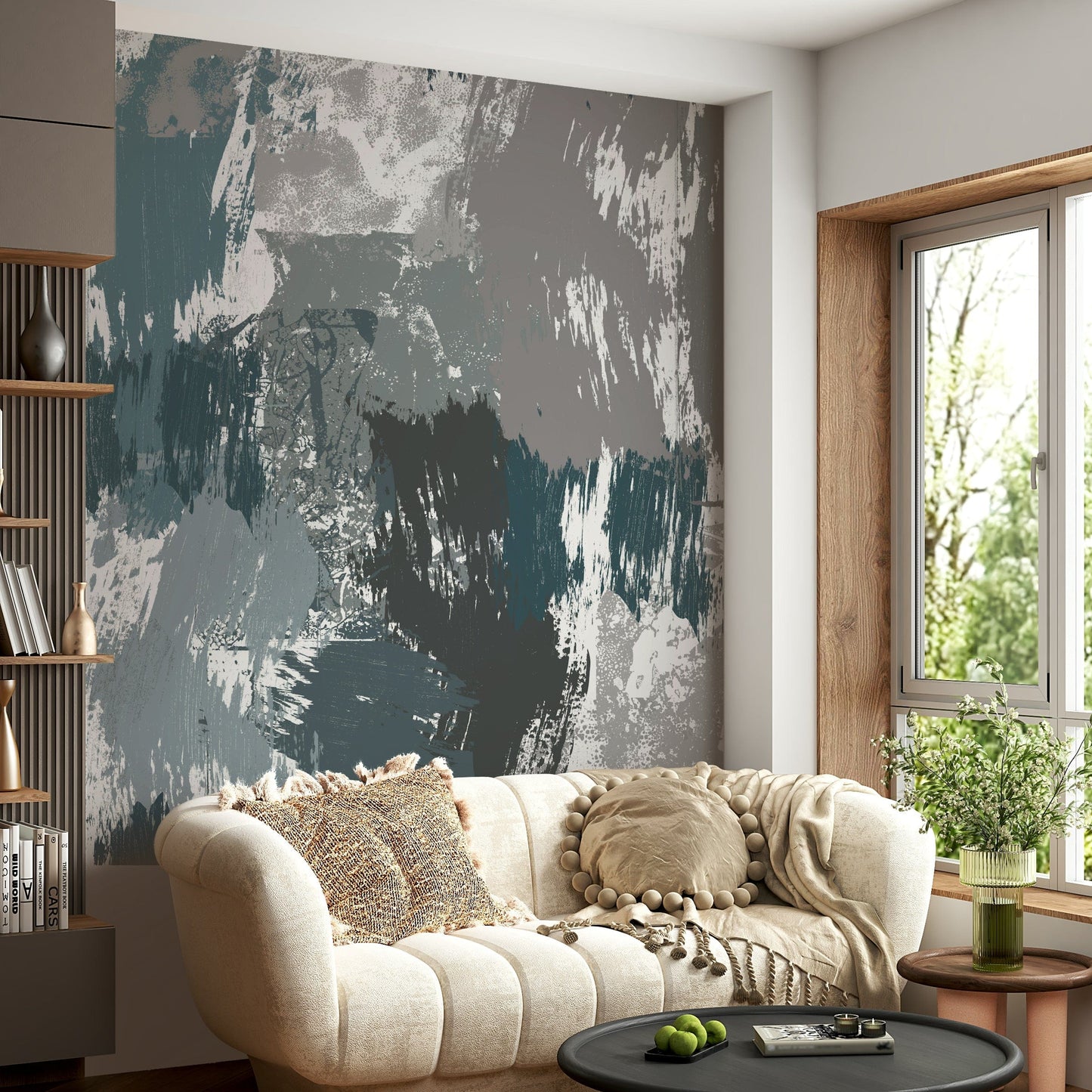 A tranquil snowy peak wall mural for your decor.

