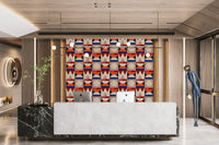 Graphic pattern wallpaper in earthy tones

