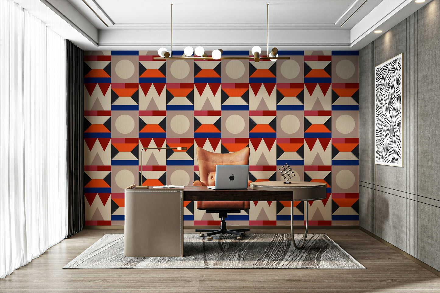 Modern art-inspired wall mural design

