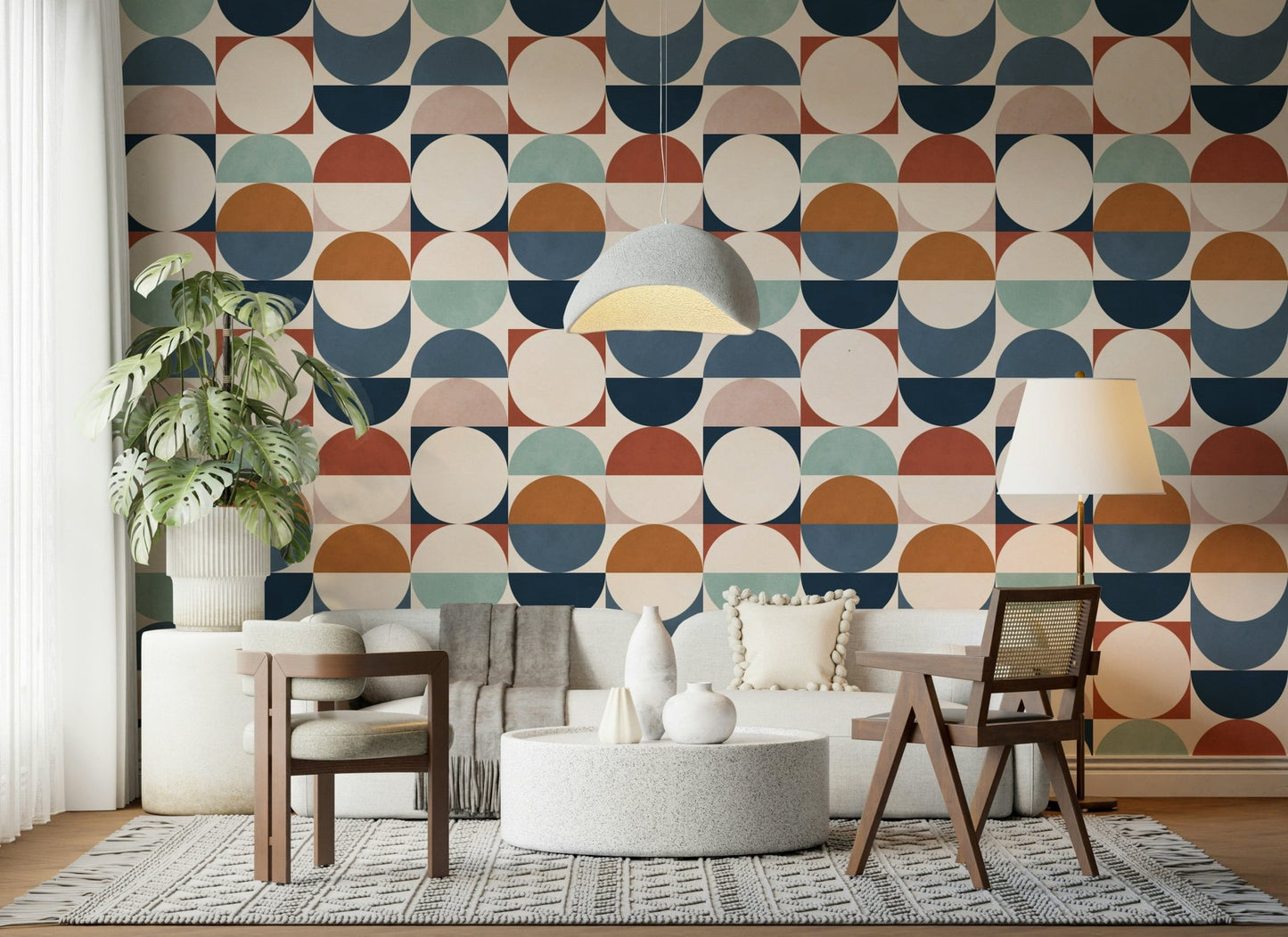 Abstract semicircles Color Block Eclipse peel and stick.