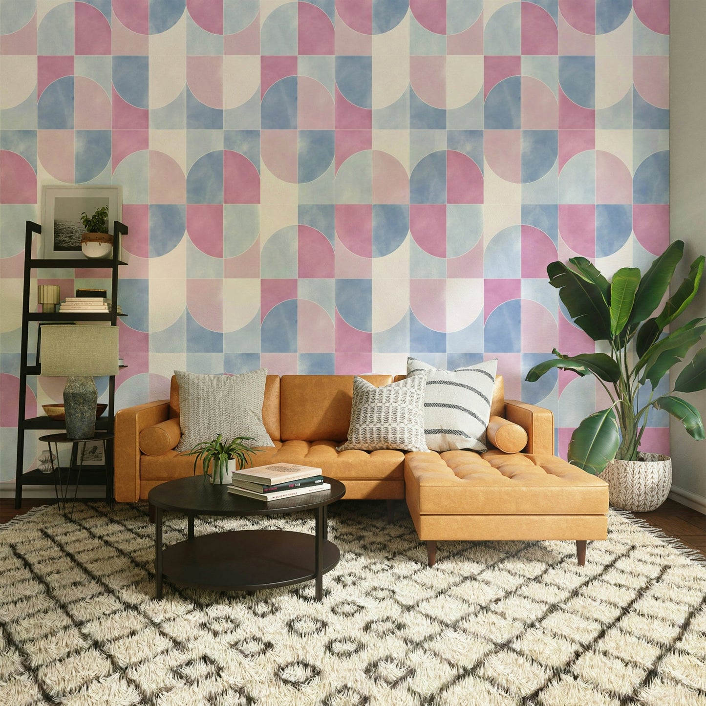 Gentle color transitions within tiles.

