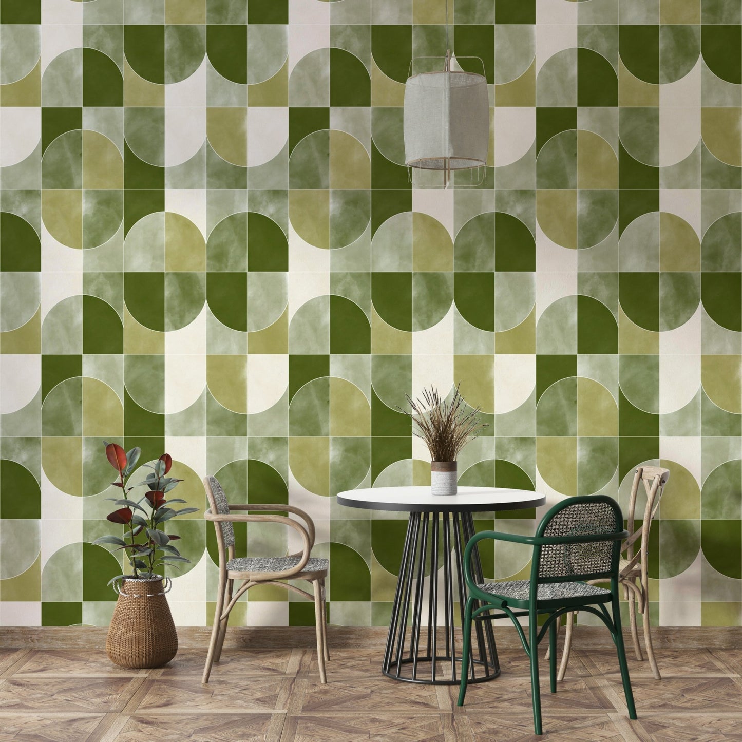 Gentle color transitions within tiles.

