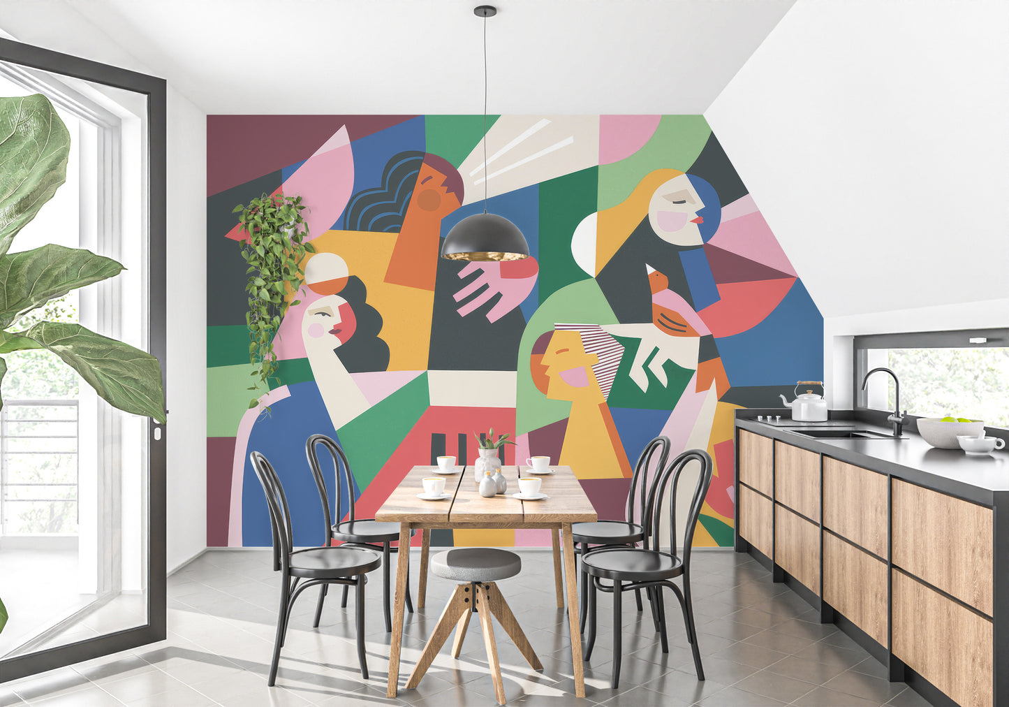 Colorful Fashionable Women Mural - Giffywalls