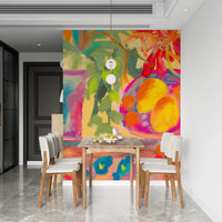 Colorful Abstract Stillife with Flowers and Lemons Wall Mural