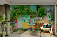 Wall mural with a bohemian and artistic feel.

