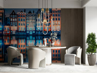 Colorful Amsterdam Wall Mural with bright sky details