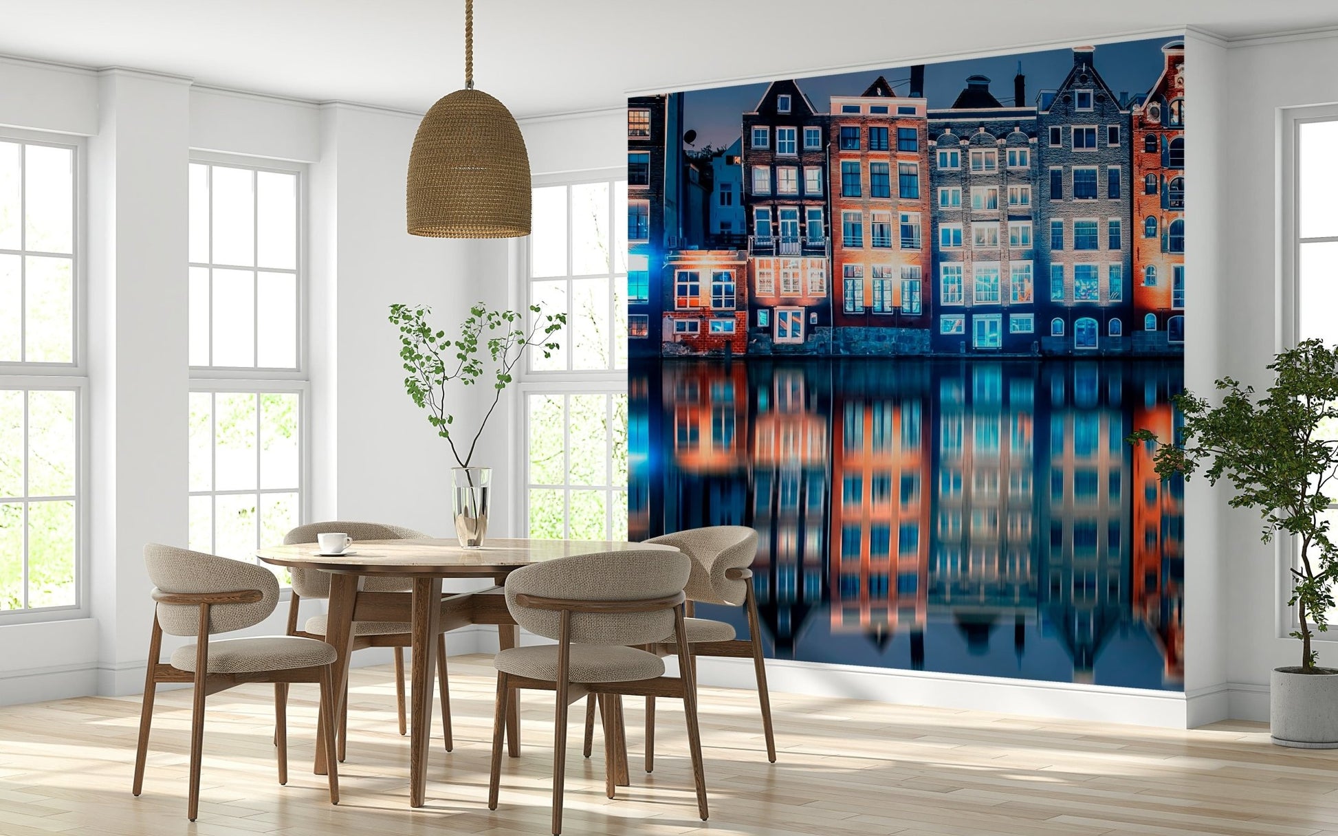 Colorful Amsterdam Wall Mural with European architecture