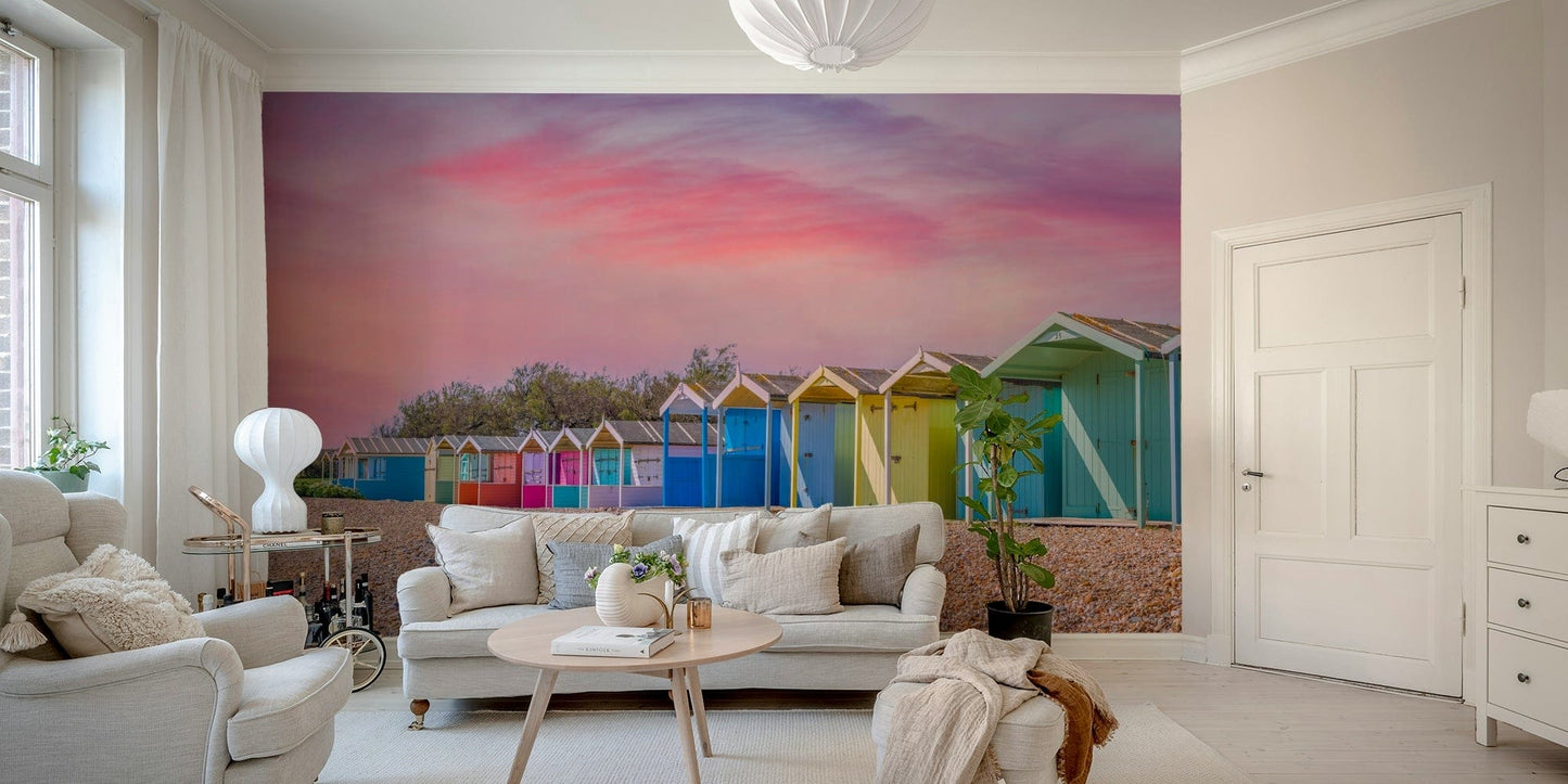 Beach Hideaways vibrant mural wallpaper

