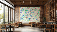 Bold insect wallpaper in a modern room


