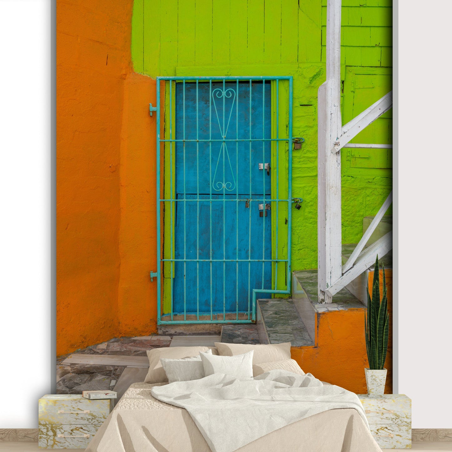A classic colorful door wallpaper for walls.


