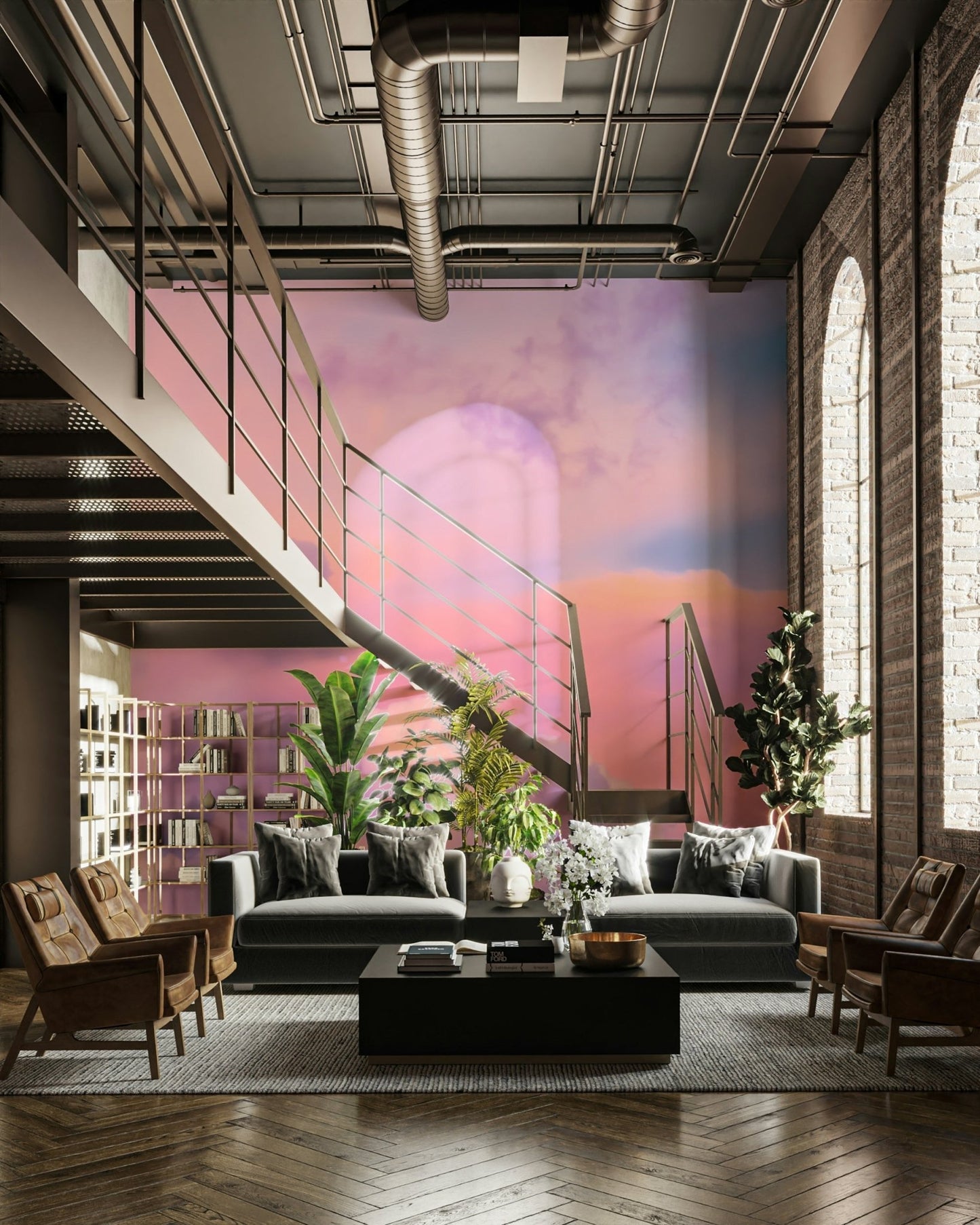 Dreamy cloud mural wallpaper with movement

