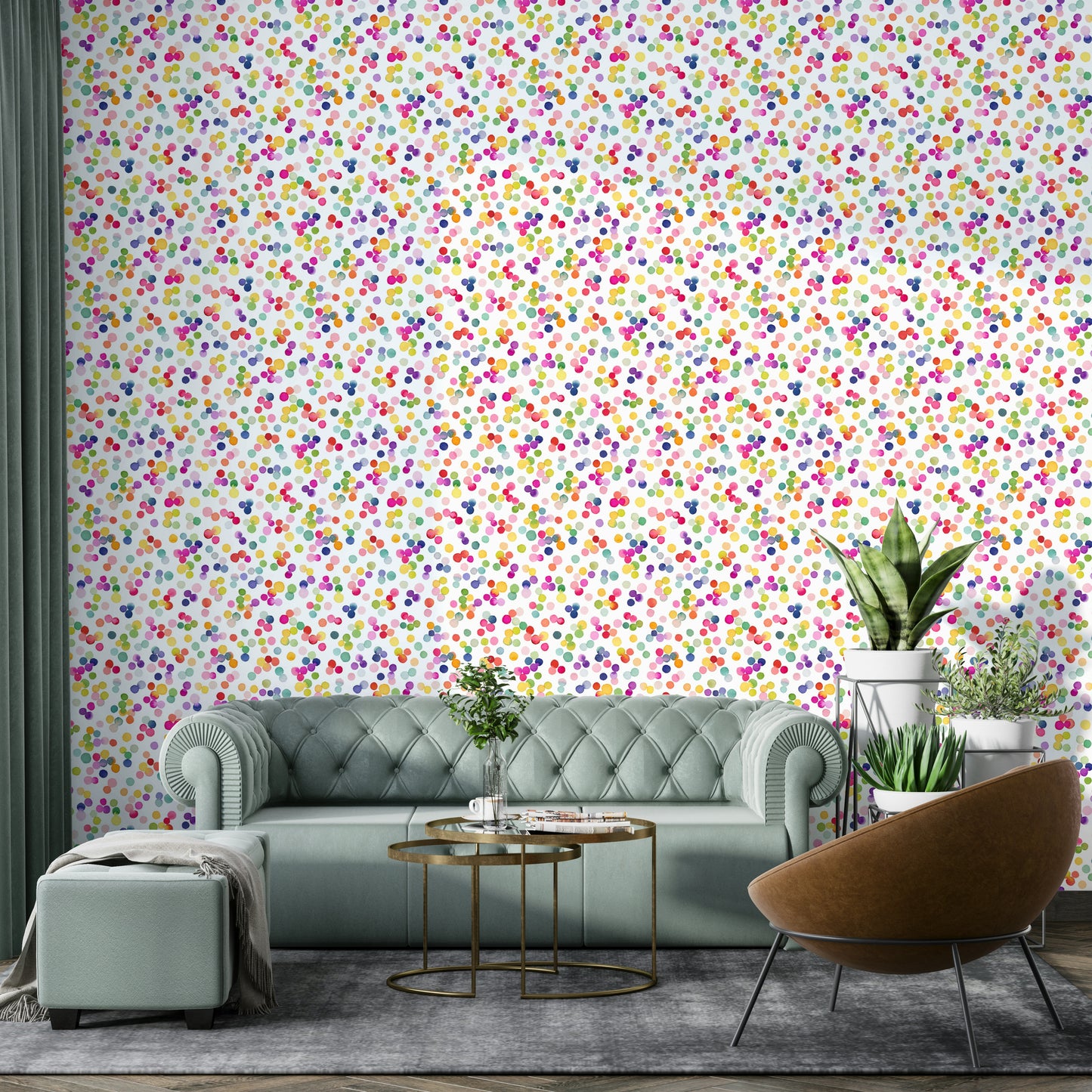 Celebration-themed wallpaper with scattered dots

