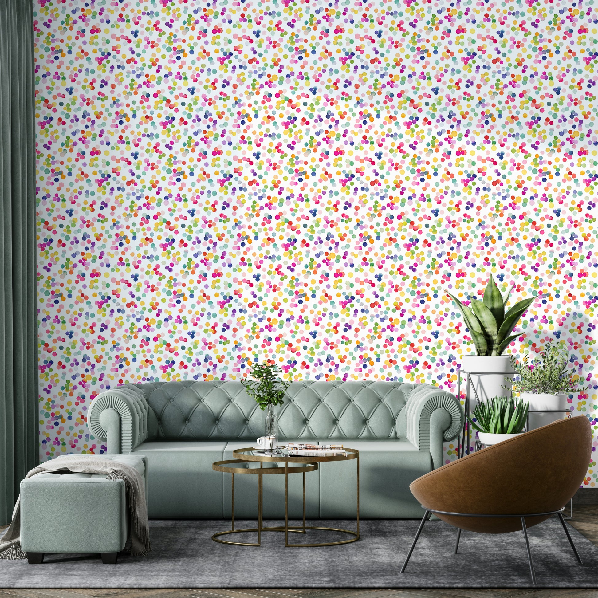 Celebration-themed wallpaper with scattered dots

