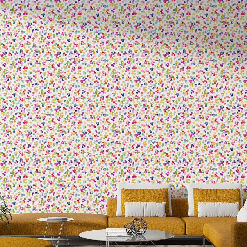 Cheerful wall décor featuring vibrant dot print


