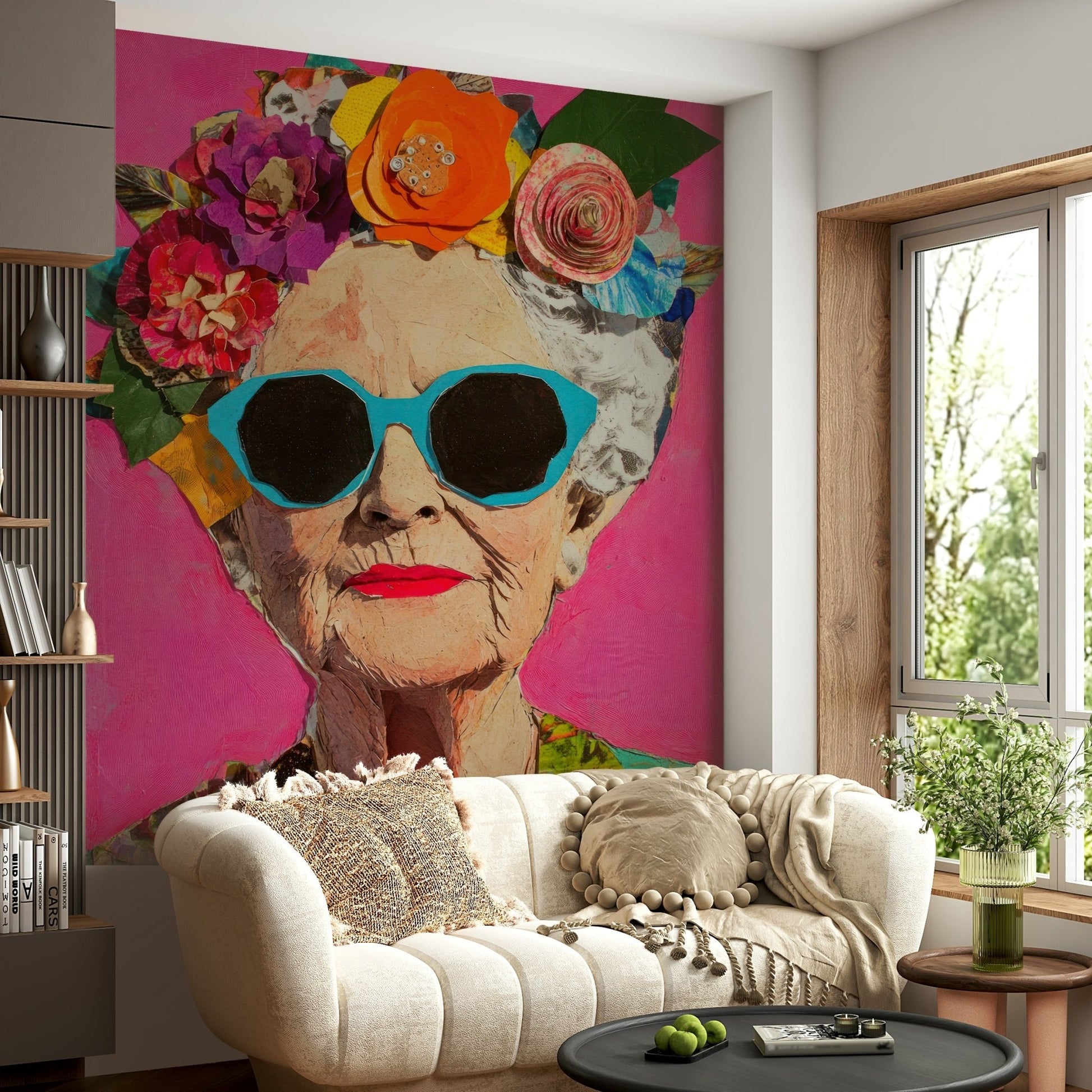 artistic portrait of a smiling elderly woman


