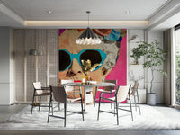 colorful elderly lady with floral headpiece wall mural

