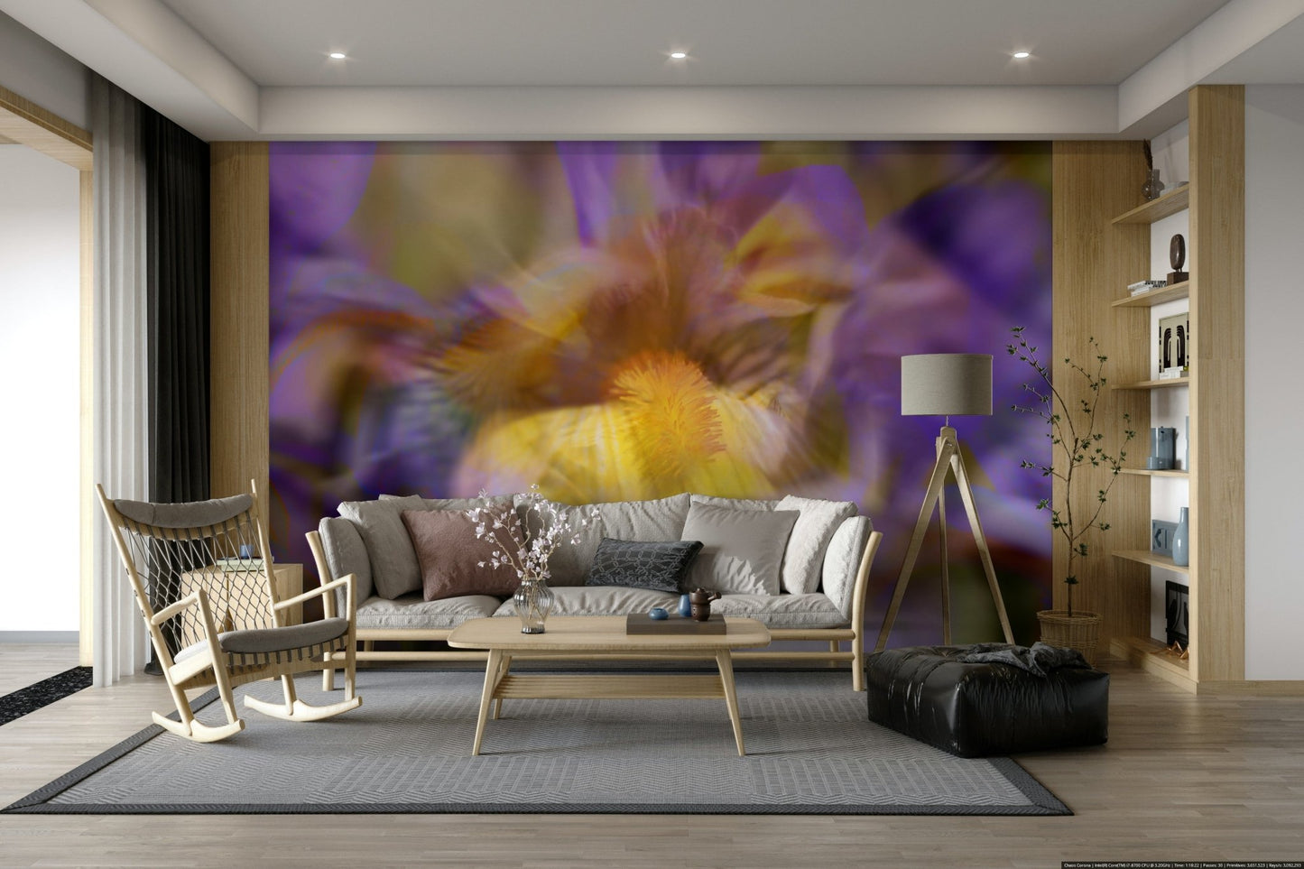 A close-up view shows the smooth, blending colors of the abstract art.

