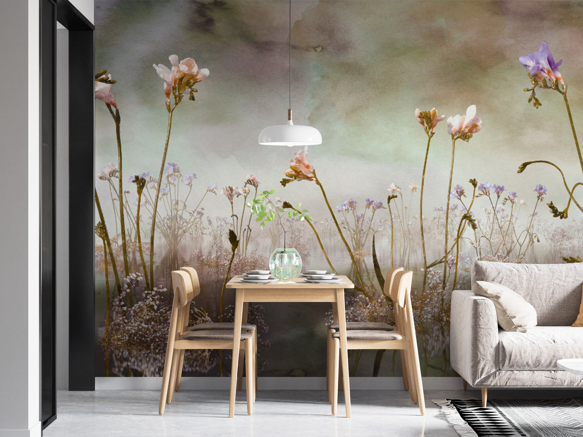Colorful freesia floral wallpaper for a vibrant and artistic decor.