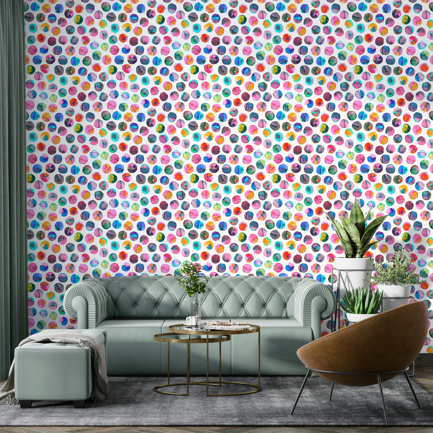 Modern geometric wallpaper with ink dot accents

