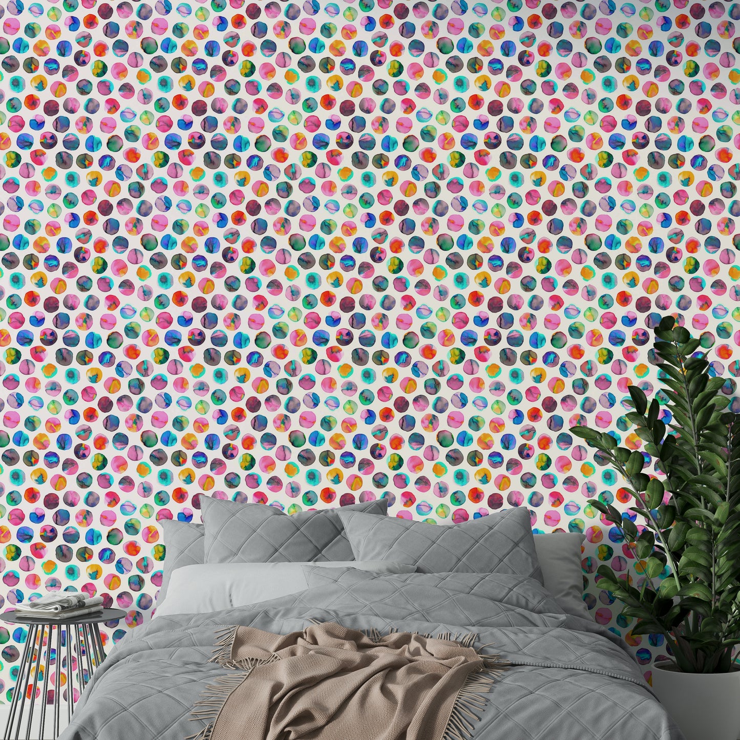 Abstract ink dot pattern wallpaper in vibrant hues

