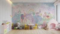 Colorful llama nursery wallpaper mural
