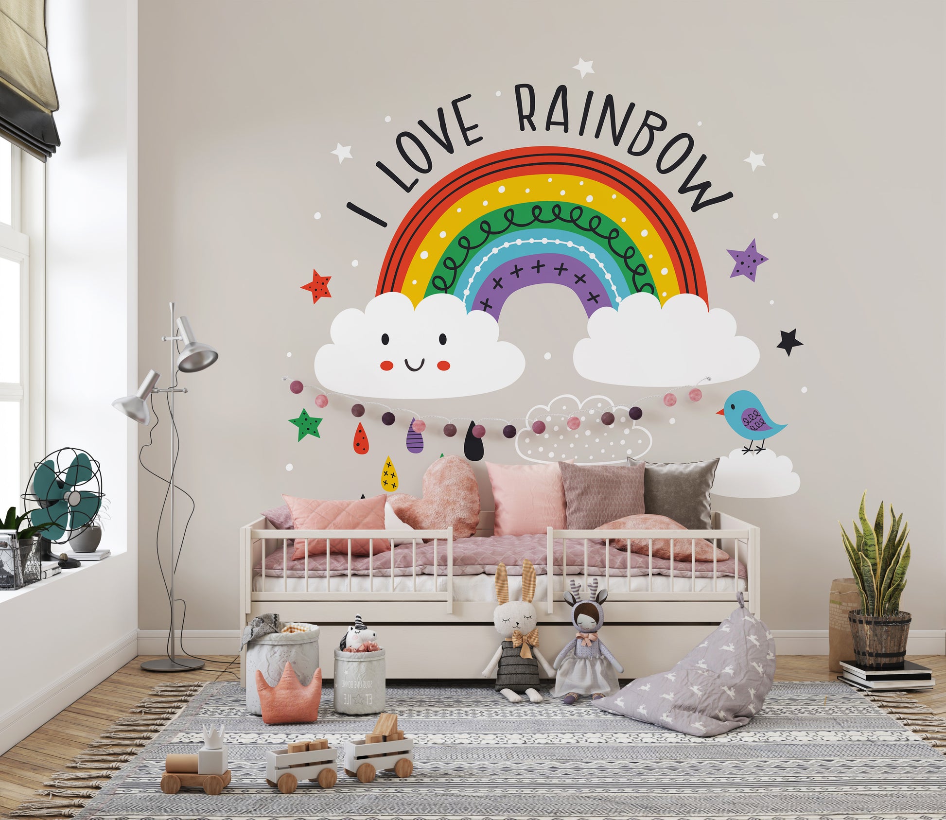 Colorful Rainbow & White clouds Wallpaper - Giffywalls