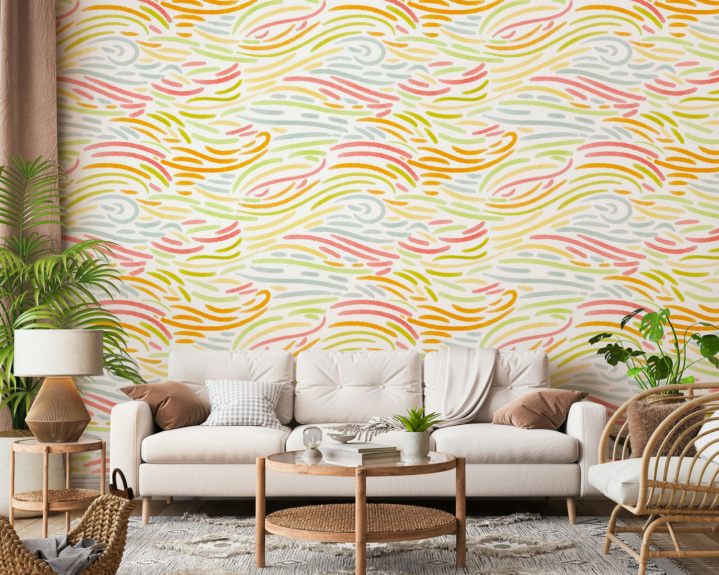 Feminine pastel colors featured in Colorful Strokes accent wall.