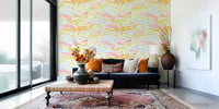 Curved flowing marks define Colorful Strokes wallpaper for walls.