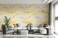 Monochrome white background highlights Colorful Strokes bright wallpaper.