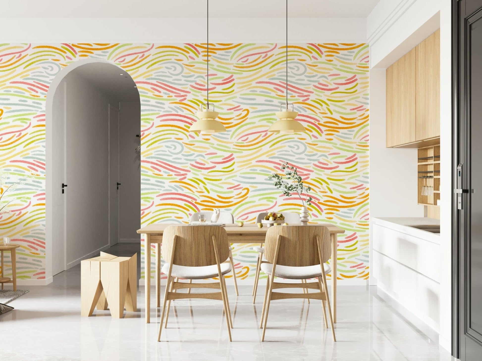 Soft painterly texture of Colorful Strokes unique wall mural.