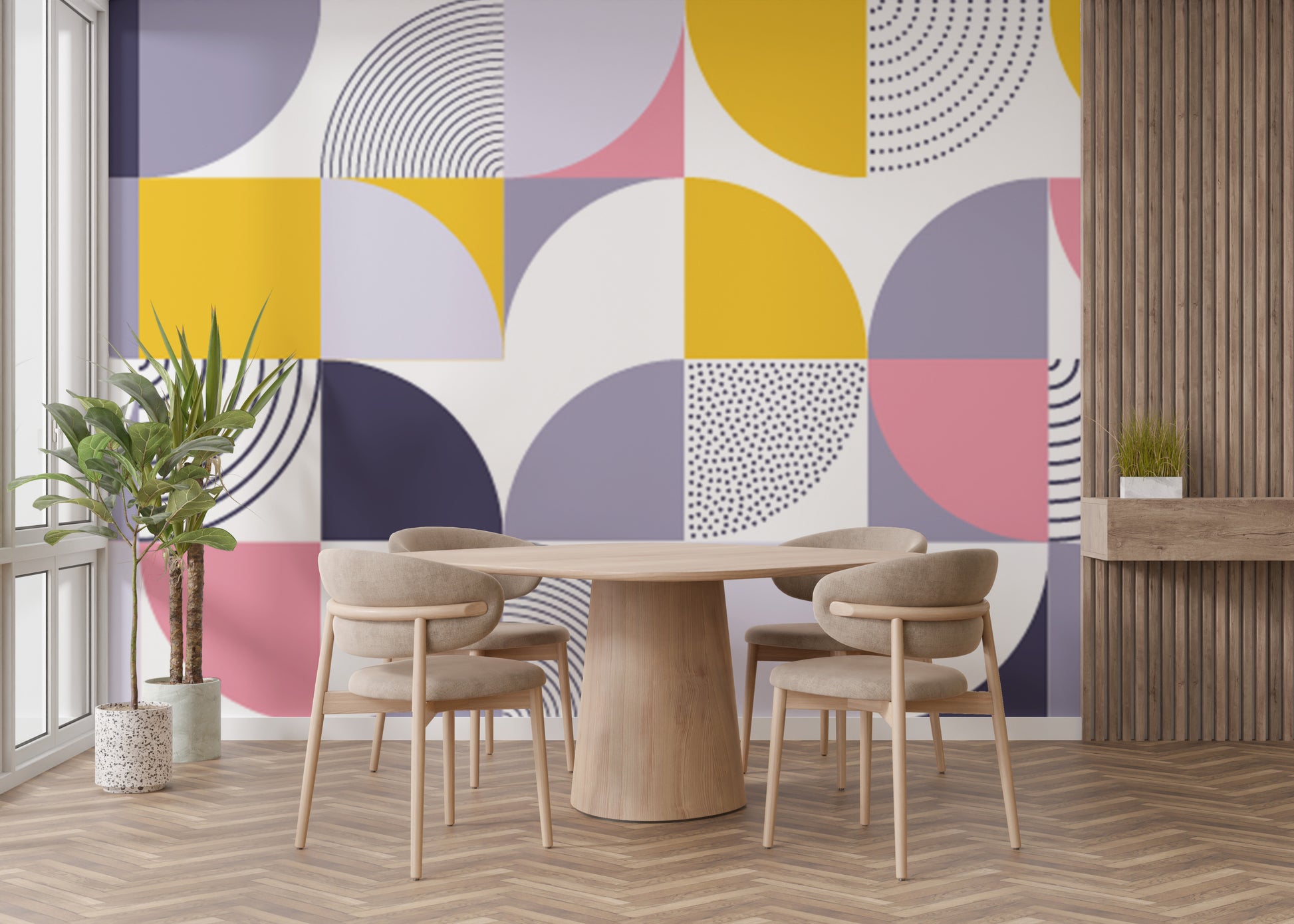 Colorful Swiss Geometric Shapes Wall Murals for Unique Decor