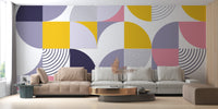 Swiss Geometric Shapes Wall Murals with Colorful Designs
