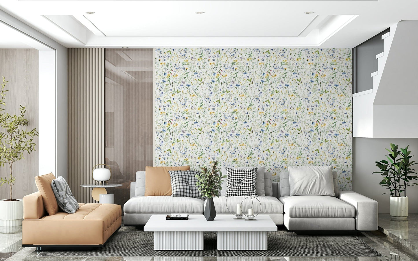 Pastel floral nursery wallpaper Colorful Watercolor Meadow mural