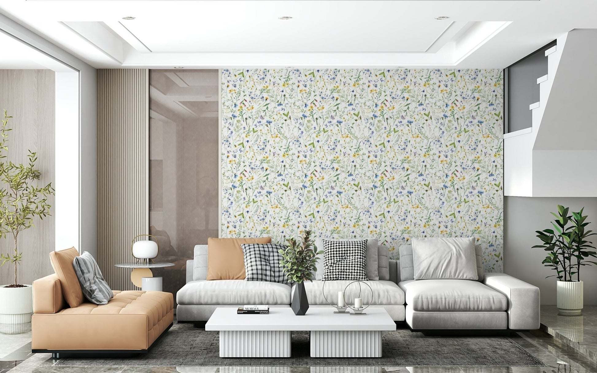 Pastel floral nursery wallpaper Colorful Watercolor Meadow mural
