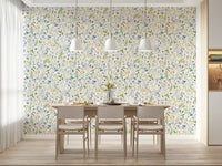 Delicate springtime wallcovering Colorful Watercolor Meadow pattern
