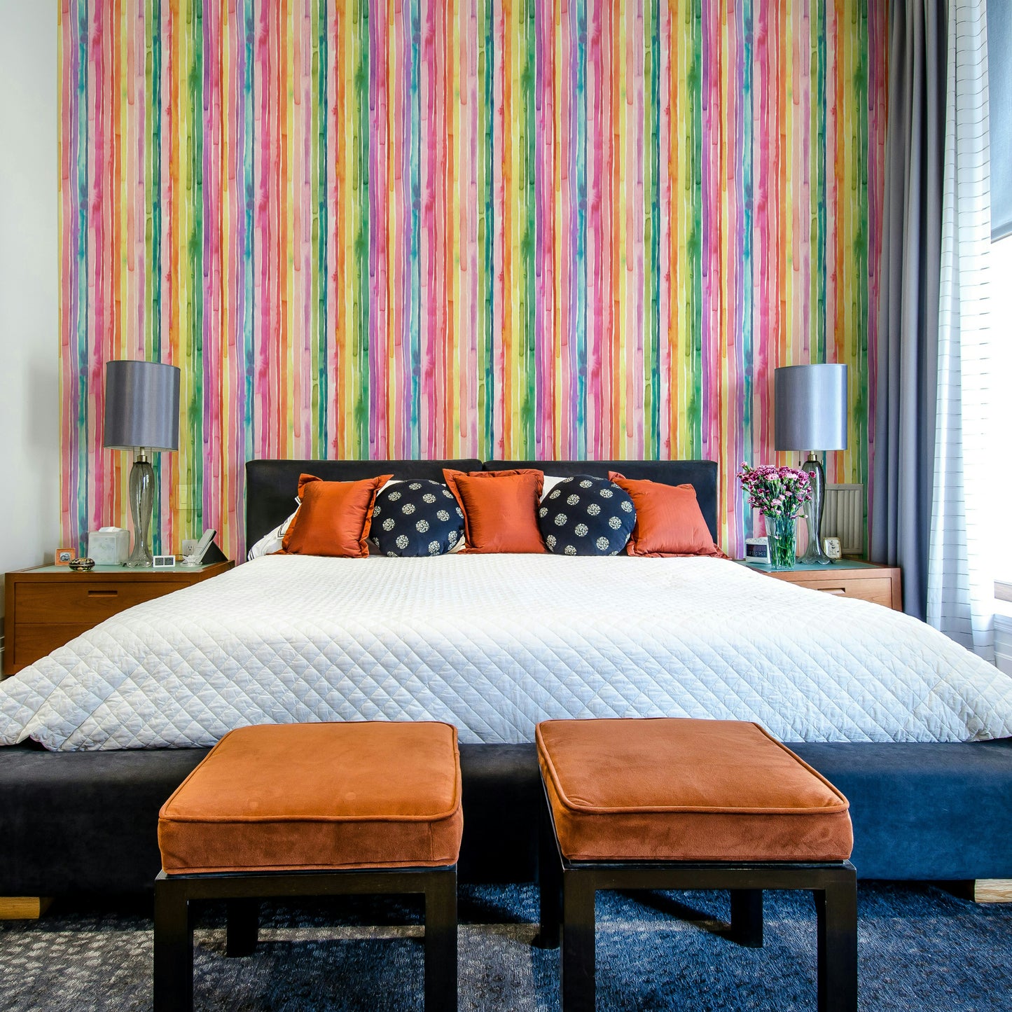 Vertical pastel watercolor stripes for walls

