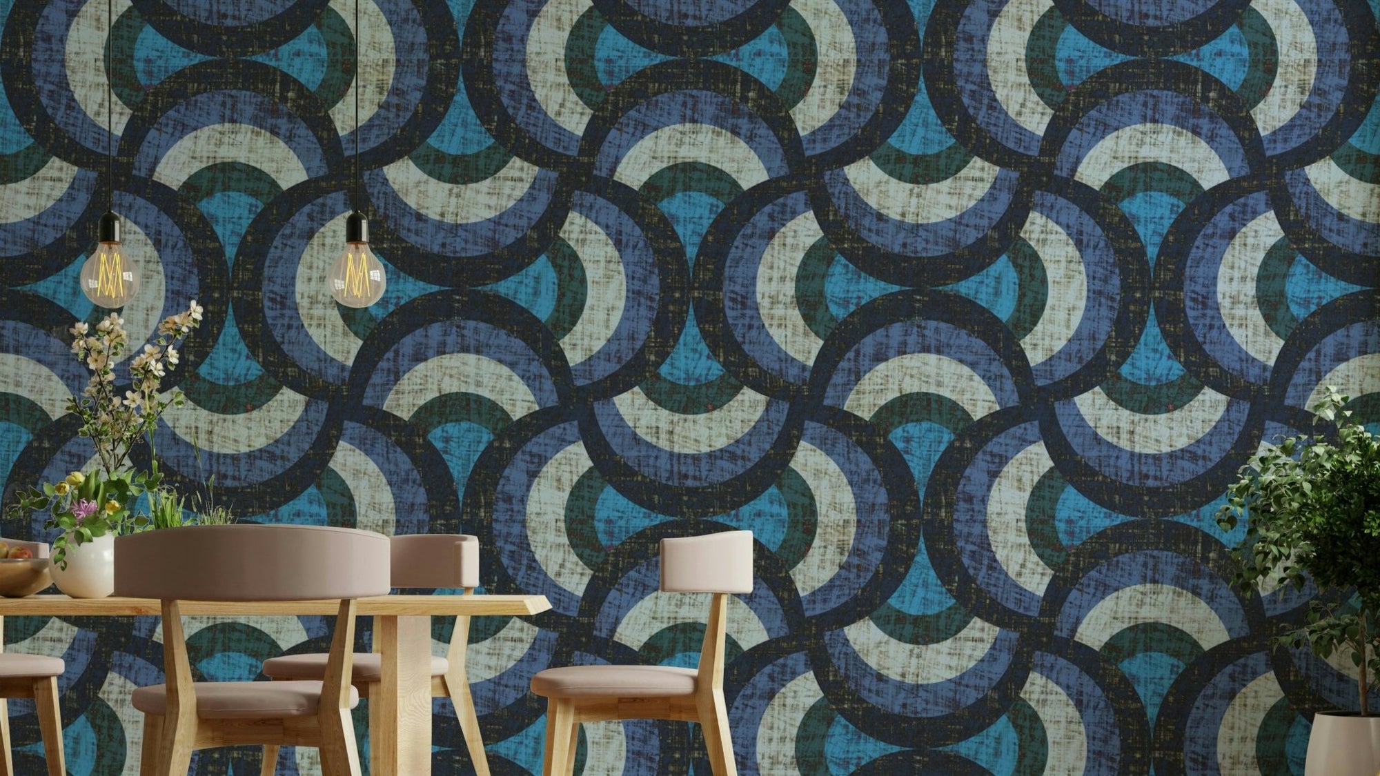 A calming geometric wallpaper pattern.
