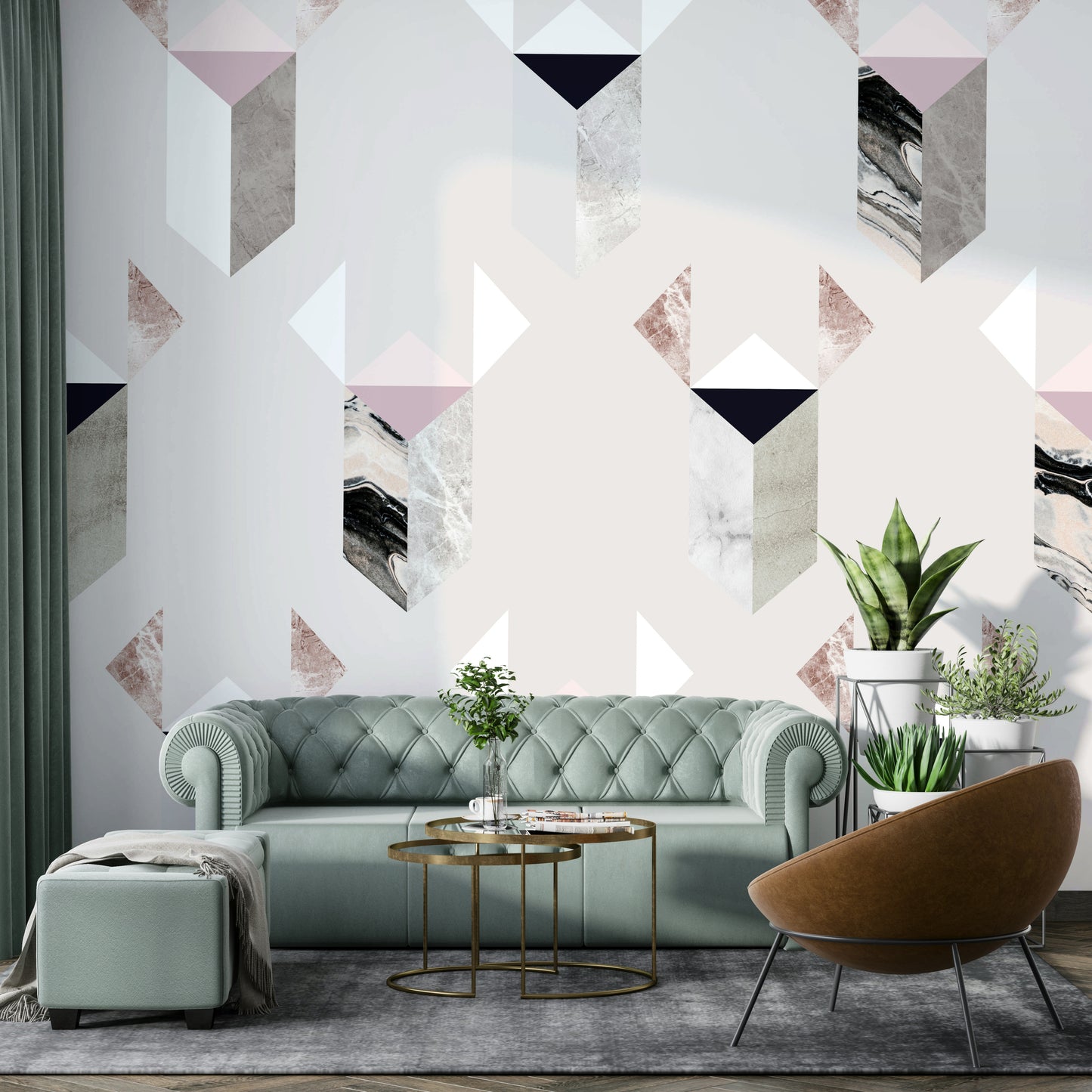 Industrial-style wall mural grey

